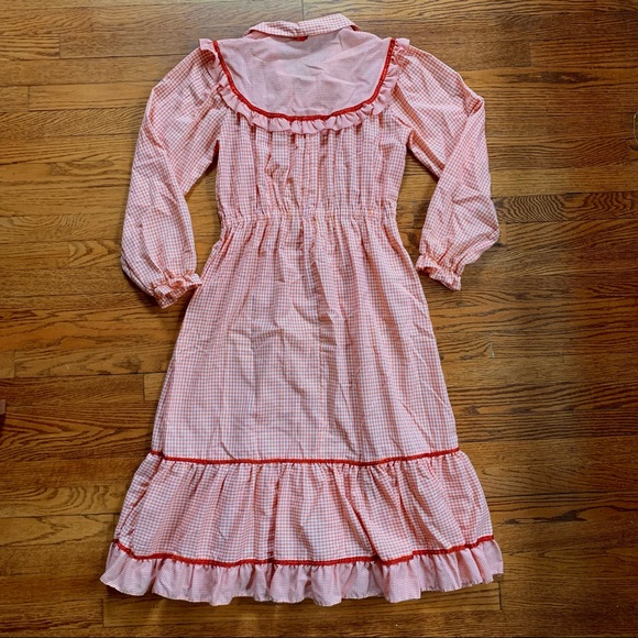 Vintage 70s 80s Sears Jr Bazaar Prairie Cottage Style Gingham Dress Size M/L - Picture 5 of 8